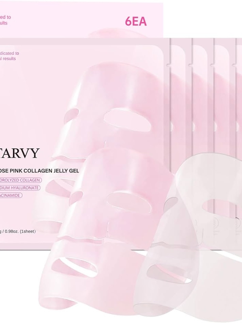 Pink Collagen Jelly Face Mask - Hydrating Sheet Masks (6 Pack)